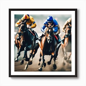 Jockeys Racing Horses 13 Art Print