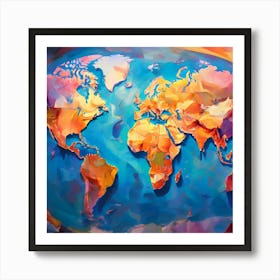 Abstract World Map 13 Art Print