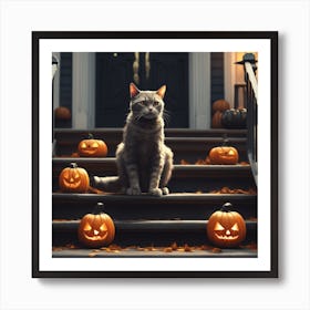 Halloween Cat 15 Art Print