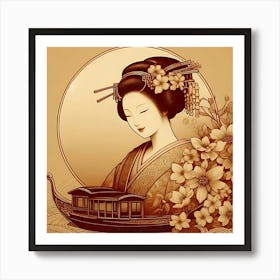 Japan Traditional Geisha Illustration By Ad 12 Art Print