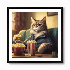 Cat Watching Tv 1 Art Print