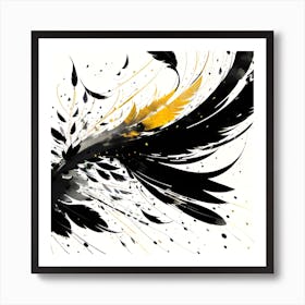 Black And Yellow Feathers Art Print