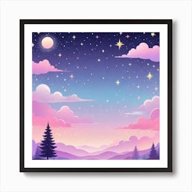 Sky With Twinkling Stars In Pastel Colors Square Composition 176 Art Print