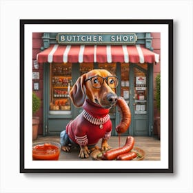 Butcher Shop , Dog Art Print