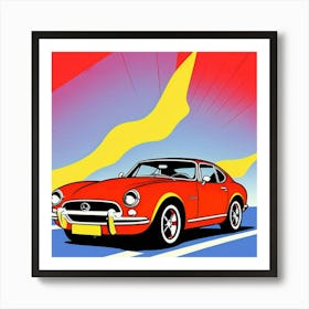 Red Sports Car with Urban Pop Art Flair Art Print