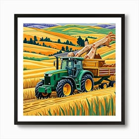 Harvesting Abstract Cubism Style Art Print