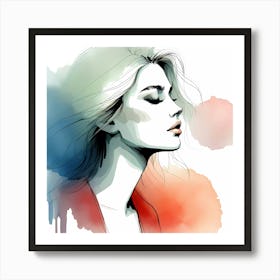 Watercolor Portrait Of A Woman 5 Art Print