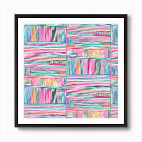 Watercolor Linear Meditation Pink Square Art Print