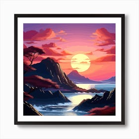 Sunset In The Mountains Art Print