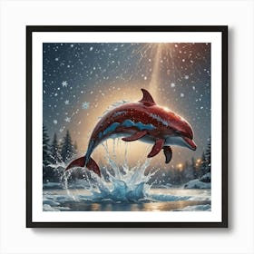 Christmas Dolphin Art Print