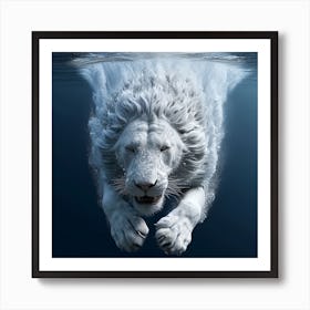 White Lion Underwater Art Print