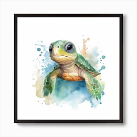 Baby Sea Turtle Watercolour 1 Art Print