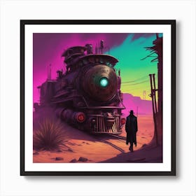 Deserted Ghost Train - Futuristic Neon Poster