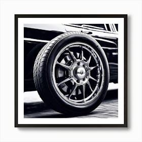 Black Car Wheel Art Print