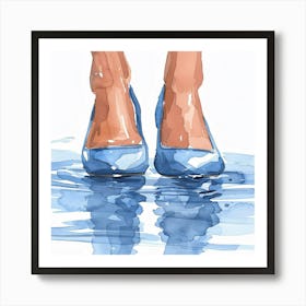 Blue Shoes In Water Art Print