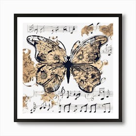 Music Note Butterfly 1 Art Print