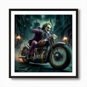 Joker On A Motorcycle 25 Art Print