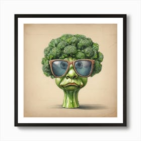 Broccoli In Sunglasses 2 Art Print