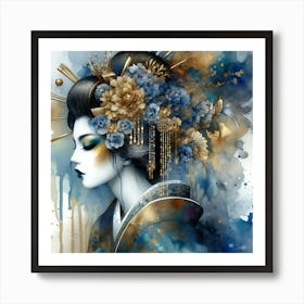 Japan Traditional Geisha Illustration By Ad 191 Art Print