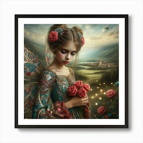 Fairy With Roses Art Print