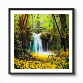 Waterfall In The Forest Art Print