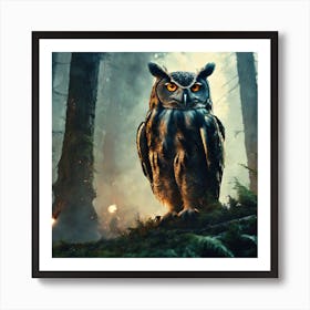 Owl In The Forest 40 Art Print