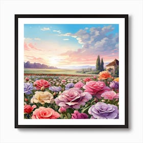 Roses In The Field Art Print