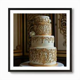 Gold Wedding Cake 1 Art Print