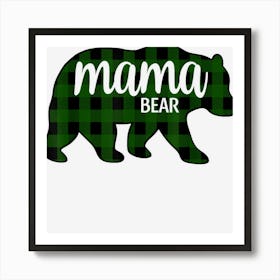 Mama Bear Plaid Retro Christmas Pajama Pjs Mom Life Art Print