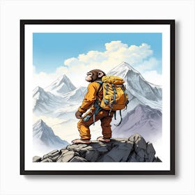 Monkey On Top Of Mountain Art Print