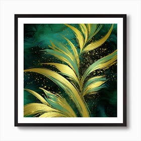 Gold And Green Leaves Art Print