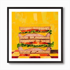 Club Sandwich Yellow Checkerboard 3 Art Print