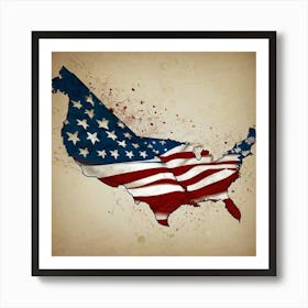 Usa Map Painting Art Print