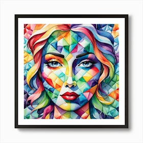 Colorful Woman'S Face Art Print