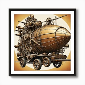 Steampunk Vehicle Cubism Style Art Print