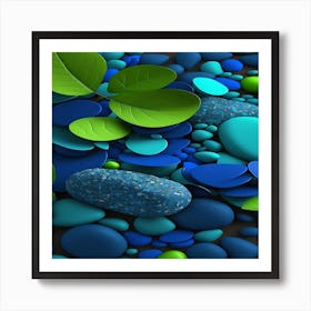 Blue And Green Pebbles Art Print