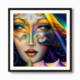 Woman With A Rainbow Face Art Print