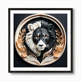 Black And White Lion Art Print