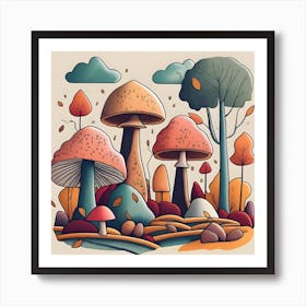 Mushroom Forest Art Print