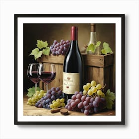 Wine And Grapes art print 2 Art Print