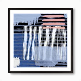 Abstract Striped Geo Blue Art Print