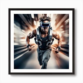 Running Man In Vr Art Print