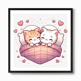 Valentine's Day Lovely Cat Couple 12 Art Print