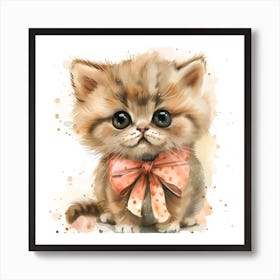 Cute Kitten Watercolor Painting Art Print