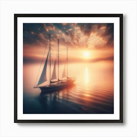 Sailboat At Sunset 1 Art Print