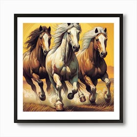 Three Horses Running 1 Art Print