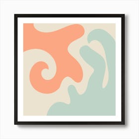 Abstract modern shapes fuzzy peach and aqua Art Print