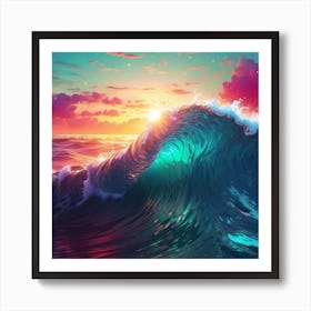 Ocean Wave At Sunset Art Print