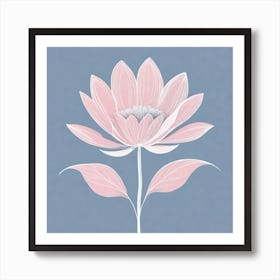 A White And Pink Flower In Minimalist Style Square Composition 585 Art Print