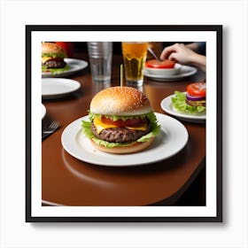 Hamburgers On A Table 1 Art Print